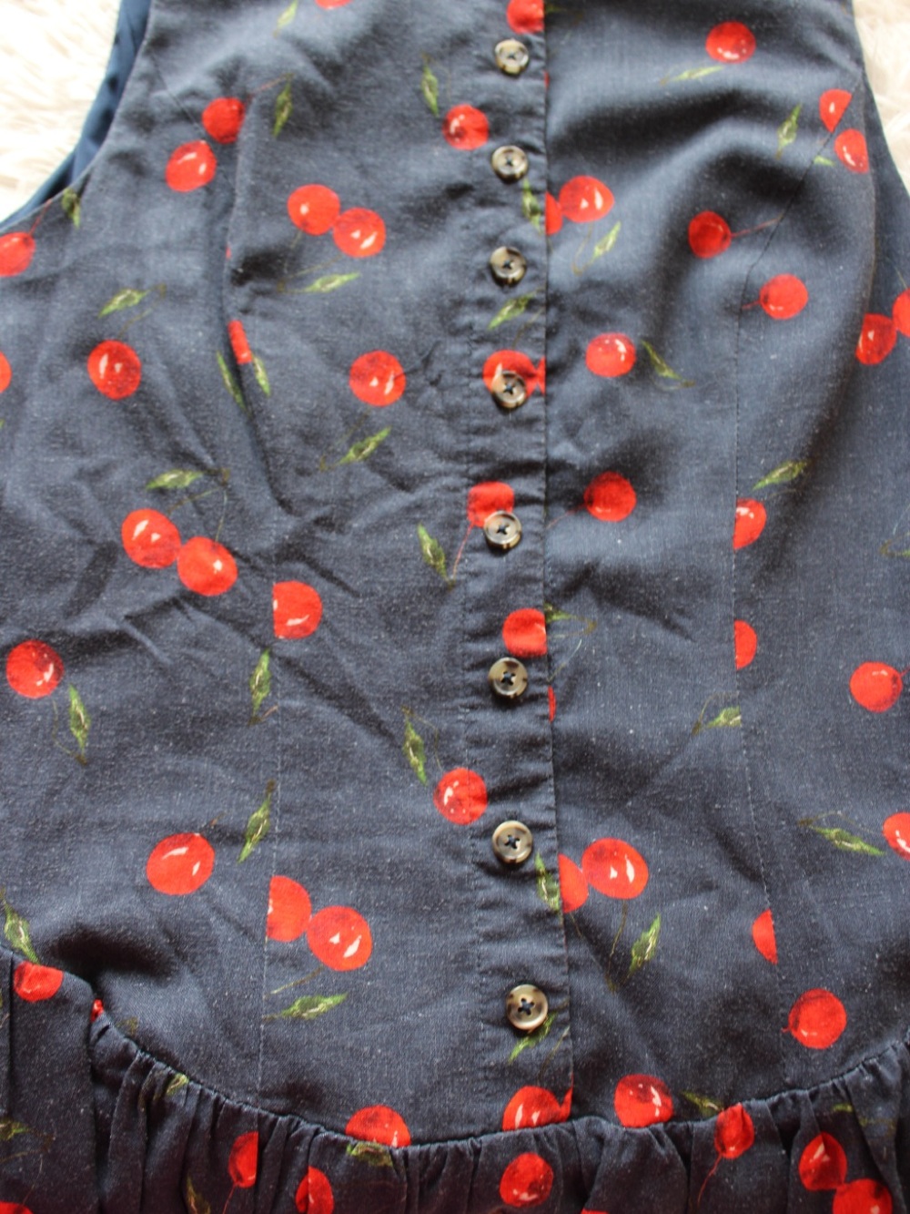 Navy Cherry Print Halter Sundress - Picture 11 of 13